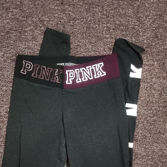PINK Victoria's Secret Kids Leggings - Black and Dark Red - Picture 1 of 5